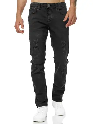 TAZZIO Jeans Slim Fit Herren Chino Jeanshose Stretch Designer Hose Denim Schwarz
