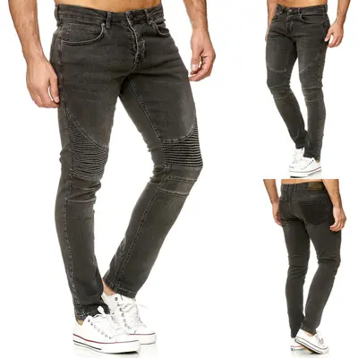 TAZZIO Jeans Slim Fit Herren Jeanshose Stretch Hose Denim Biker Style Schwarz