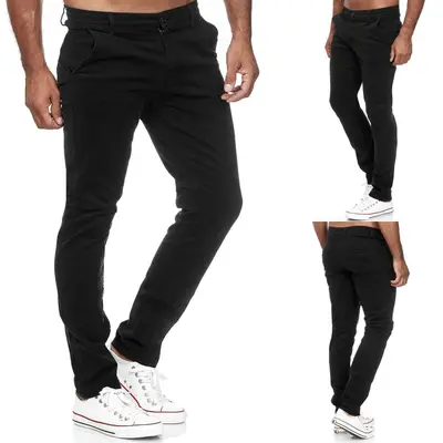 TAZZIO Chino Hose Slim Fit Herren Stoffhose Chinohose Stretch Designer Schwarz