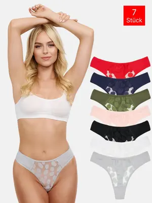 Tazzio String 7er-Pack Damen Tanga Slip Slips Unterwäsche Unterhose