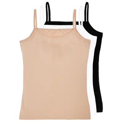 Tazzio Damen Unterhemd 3er-Pack Slips Unterhemden Spaghetti Shirt Top