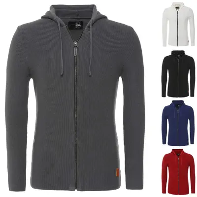 Tazzio Herren Strickjacke Pullover Strickpullover Grobstrick Sweatjacke Jacke
