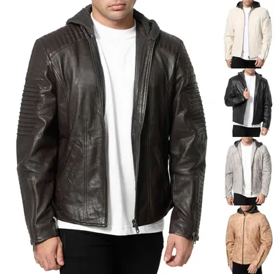 Tazzio Lederjacke Herren Leder Jacke Echtleder Übergangsjacke im Biker-Look