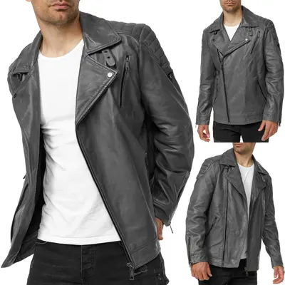 Tazzio Lederjacke Herren Leder Jacke Echtleder Übergangsjacke im Biker-Look