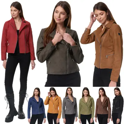 Tazzio Lederjacke Damen Echtleder Leder Jacke Biker Übergangsjacke Mantel Parka