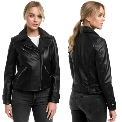 Tazzio Lederjacke Damen gefütterte Echtleder Jacke Übergangsjacke Leder