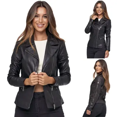 Tazzio Lederjacke Damen Echtleder Jacke Übergangsjacke Leder Mantel Parka