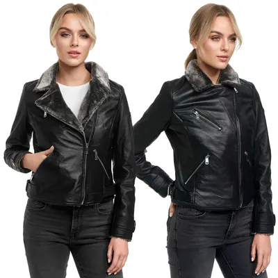 Tazzio Lederjacke Damen gefütterte Echtleder Jacke Übergangsjacke Leder