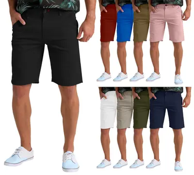 Herren Chino Stretch Shorts Baumwolle klassische Sommer Slim Fit Halbhose