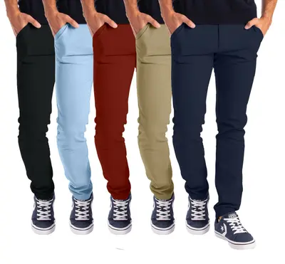 Herren Designer Chino Hose Stretch Stoff Chinohose Slim Fit Casual
