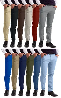 Herren Chino Hose Slim Fit Designer Hosen W30-W40