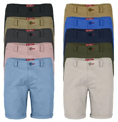 Herren Stretch Chino Shorts Slim Fit Bermuda Kurze Hose Strecken-Baumwolle