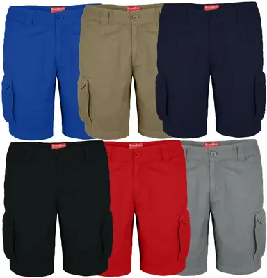 Herren Cargo Shorts 100% Baumwolle Combat Kurz Hose Bermuda Normale Passform