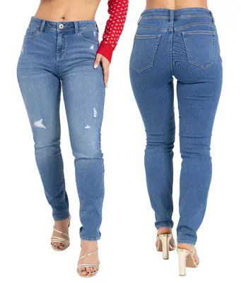 BlauerHafen Damen Slim Fit Stretch Baumwollmix Skinny Jeans 5 Taschen