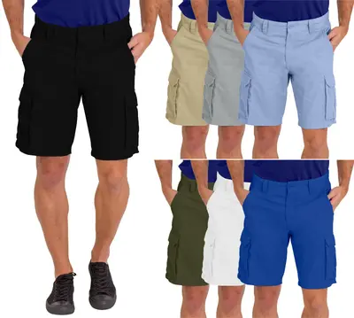 Herren Cargo Arbeit Short 100%Baumwolle 6 Taschen Chino Sommer Work Safety Short
