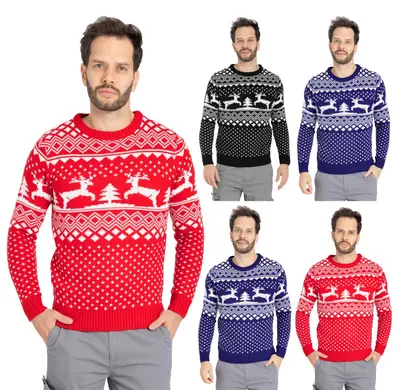BlauerHafen Herren Weihnachts Pullover Lustig Rentier Xmas Jumper Winter Sweater
