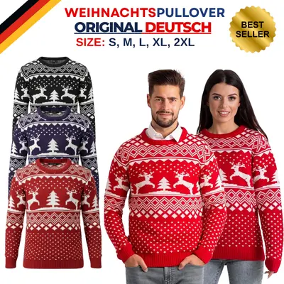 Herren Damen Weihnachts Pullover Lustiger Ugly Christmas Sweater Sweatshirt