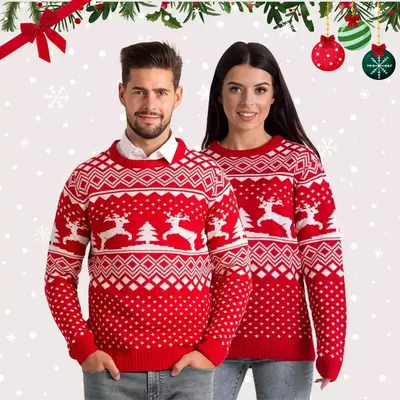 Herren Damen Sweatshirt Langarmshirt Oberteil Lustiger Print Weihnachts-Pullover