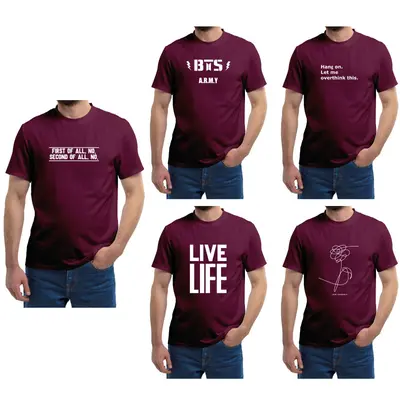 4er/5er Herren T-Shirt Print kurzarm Sommer Rundhals Slim Fit Tee S M XL XXL