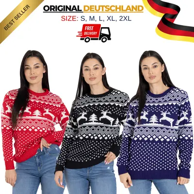 Damen Weihnachtspullover Pullover Sweatshirt Langarm-Strickpullover