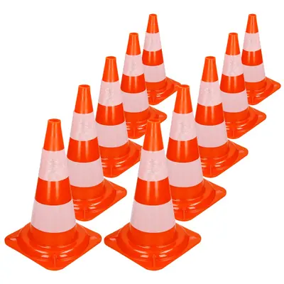 10er Pack Warnkegel Warnleitkegel Verkehrsleitkegel Pylon Sicherheit 47 cm Kegel
