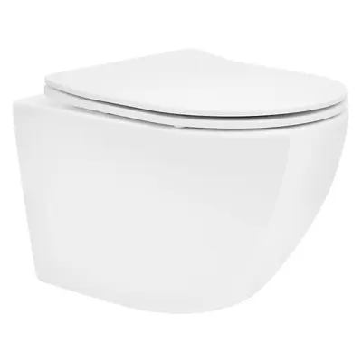 Spülrandloses Wand Hänge WC Softclose Tiefspüler Nano-Beschichtung Toilette kurz