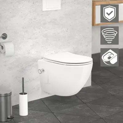 Spülrandlos Wand Hänge WC Toilette Tornadospülung Softclose Bidet-Funktion Nano
