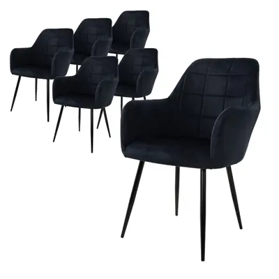 6er Esszimmerstühle Wohnzimmerstühle Stuhl aus Samt Küchenstuhl Set Schwarz