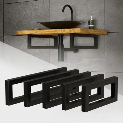 2er Set Wandkonsole Regalträger Konsole Waschtischhalterung Stahl Schwarz 300 mm