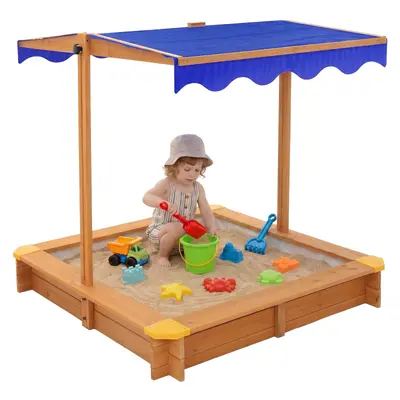 Sandkasten mit Dach Bodenvlies Sandkiste aus Massivholz UV 50 Sandbox für Kinder