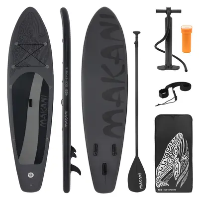 Surfboard Stand Up Paddle SUP Board Makani Paddelboard aufblasbar Schwarz 320 cm