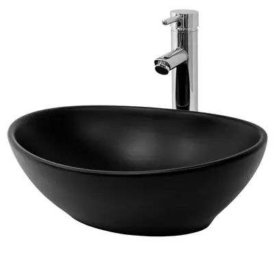 Waschbecken Keramik 410x335 x145 mm Schwarz Handwaschbecken Aufsatzwaschbecken