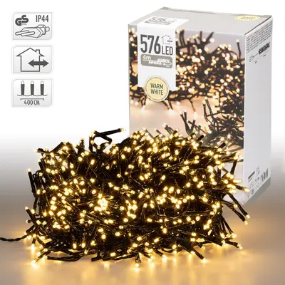 LED Büschel Lichterkette Cluster Beleuchtung Warmweiß Innen/Außen 4 m 576 LED