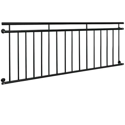 Französischer Balkon Edelstahl Fenstergitter Stabgeländer 225 x 90 cm Schwarz