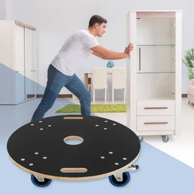 Möbelroller Rollbrett Transportroller rund mit 2 Bremsen Ø 67 cm bis 800 kg