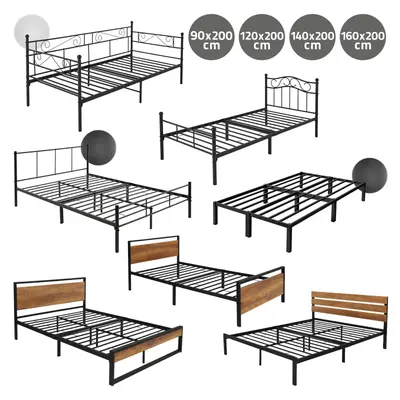 Metallbett Bettgestell Stahl Einzelbett Doppelbett Schlafzimmerbett mit Matratze