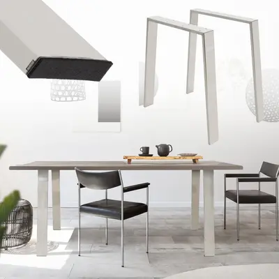 2er Set Loft Tischgestell Tischbeine Tischkufen 75x72cm Silber