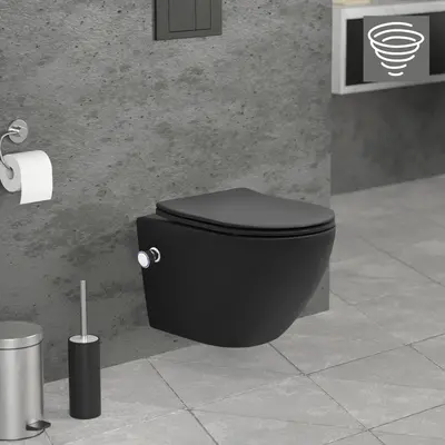 Spülrandlos Wand Hänge WC Toilette Tornadospülung Softclose kurz Bidet-Funktion