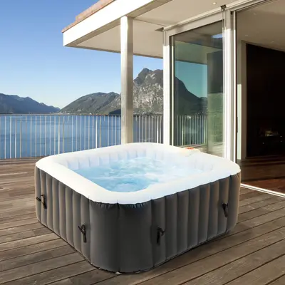 B-Ware Whirlpool aufblasbar Wellness 4 Personen Spa Pool In-Outdoor 150x150 cm