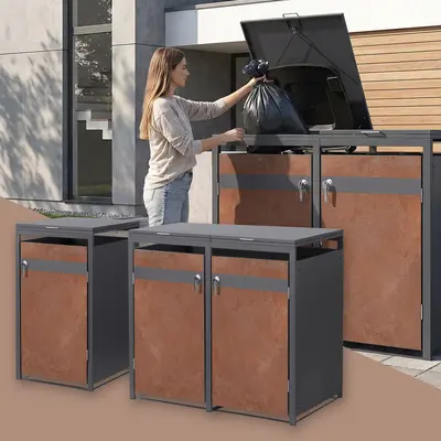 1/2/3/4er Mülltonnenbox Mülltonnenhaus Mülltonnenverkleidung Aufbewahrungsbox