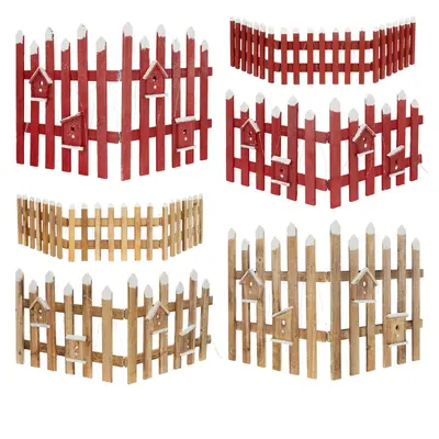 Deko LED Zaun Holz Mini Gartenzaun Weihnachtsdeko Winter Gatter beleuchtet