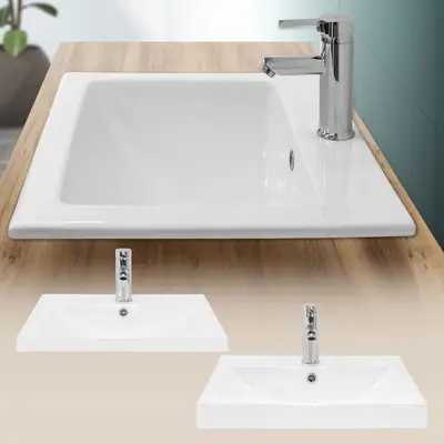 Waschbecken Keramik Weiß Waschtisch Waschschale Aufsatzwaschtisch Spülbecken