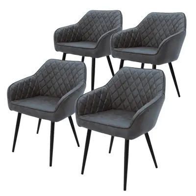 4er Set Esszimmerstühle Anthrazit Wohnzimmerstühle Küchenstuhl PU-Kunstleder