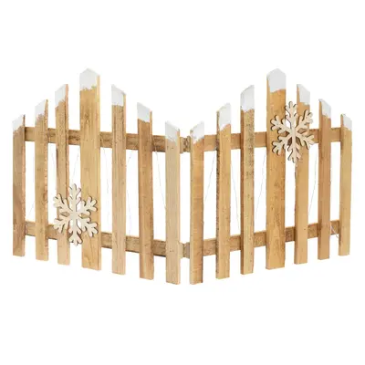 LED Zaun Holz Weihnachtszaun Gartenzaun Weihnachtsdeko Warmweiß Timer 77x38 cm