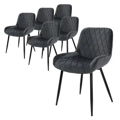 6er Set Esszimmerstühle Wohnzimmerstühle Küchenstuhl Anthrazit Samt