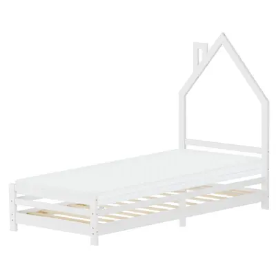 Kinderbett mit Matratze Jugendbett Einzelbett Lattenrost Kiefernholz 90 x 200 cm