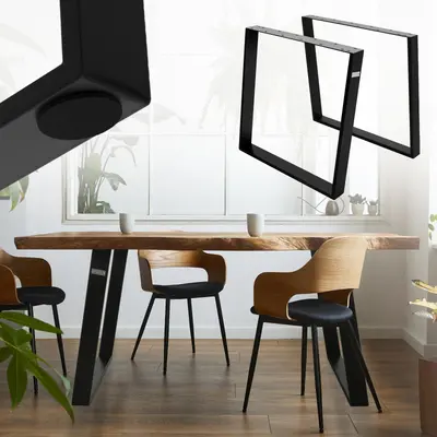 2er Set Tischkufen 80 Grad Tischbeine Tischgestell Tischfüße Schwarz 75 x 72 cm
