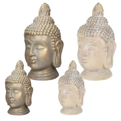 Deko Buddha Kopf Statue Dekofigur Feng Shui Polyresin Gartenfigur Buddhakopf