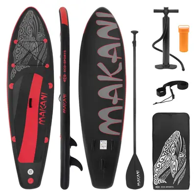 Surfboard Stand Up Paddle SUP Board Makani aufblasbar Schwarz/Rot 320 cm