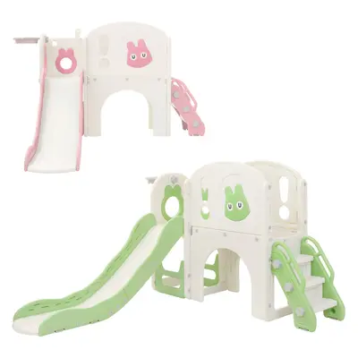 5 in 1 Kinderrutsche mit Spielturm & Basketballkorb Set Spielzeug Indoor/Outdoor